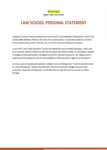 Law School Personal Statement Template PreWrite