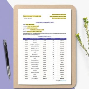 Sample Construction Quotation Template