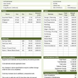 Landscaping Quote Template