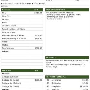 Lawn Care Quote Template