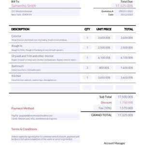 Renovation Quote Template