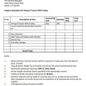 Tractor Service Business Quotation Template