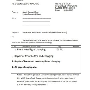Vehicle Repair Quotation Template