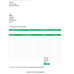 Company Repair Quotation Template