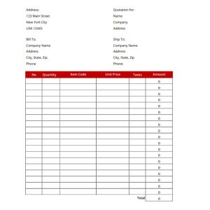 Freight Quote Sample Template