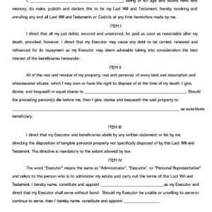 Last Will and Testament Form