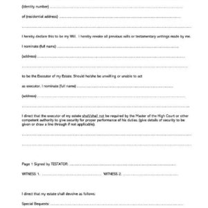 Last Will Form