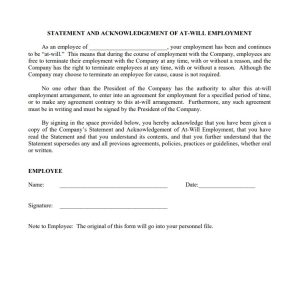 Sample Employment At-Will