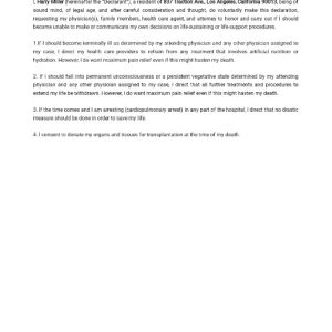 Printable Living Will Template