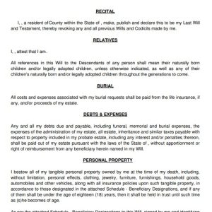 Alabama Last Will and Testament