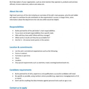 Basic Job Description Template