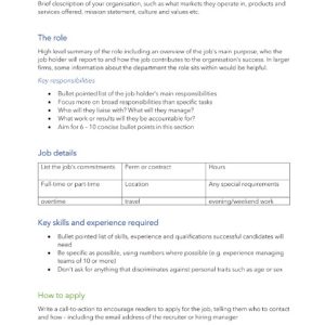 Corporate Job Description Template