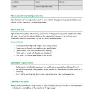 Professional Job Description Template