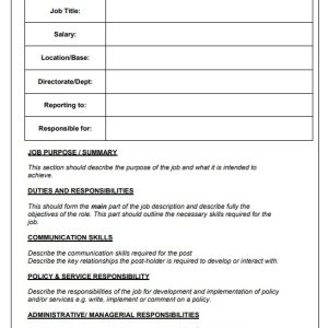Simple & Basic Job Description
