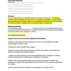 Fund Development Committee Job Description Template