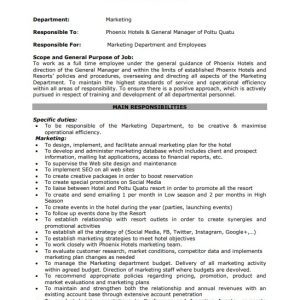 Hotel Director Of Marketing Job Description Template