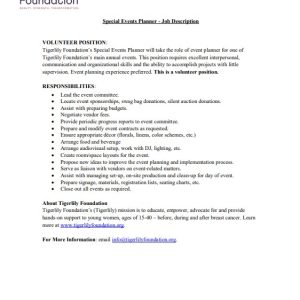 Sample Event Planner Job Description Template