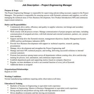 Project Engineer Manager Job Description Template