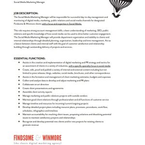 Social Media Marketing Job Description Template