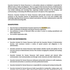 Executive Secretary Job Description Template