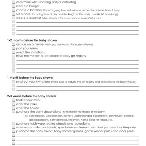 Baby Shower Checklist Template
