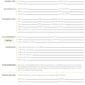 Babysitter Checklist Template