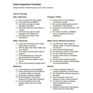 Home Inspection Checklist Template