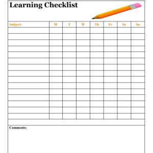 Student Checklist Template