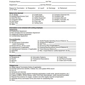 Termination Checklist Template