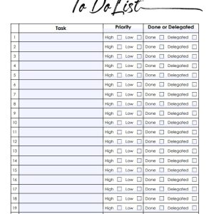 Daily Checklist Sample