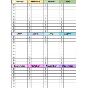 Monthly Checklist Sample