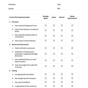 Funeral Planning Checklist Template