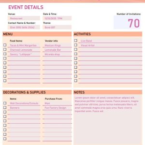 Event Checklist Template