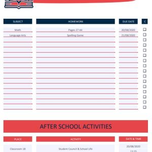 Homework Checklist Template