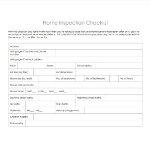 Home Inspection Checklist