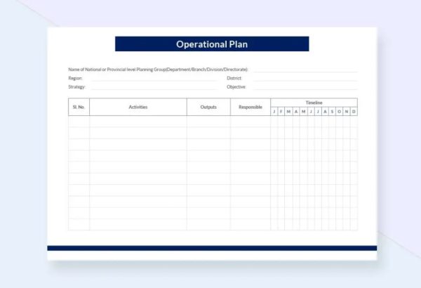Blank Operational Plan Template PreWrite Blank Operational Plan Template PreWrite