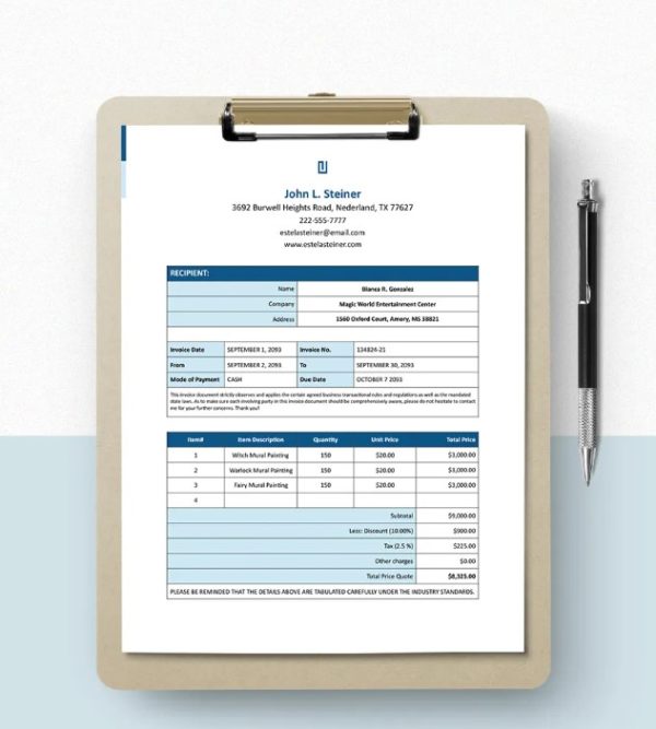 Freelance Artist Invoice Template PreWrite Freelance Artist Invoice Template PreWrite