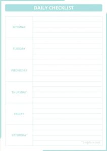 Sample Daily Checklist Template – PreWrite