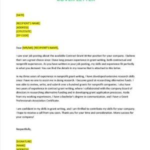 Contract Grant Writer Job Description Template