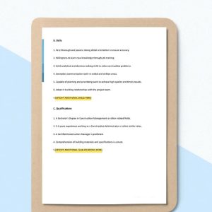 Construction Administrator Job Ad and Description Template